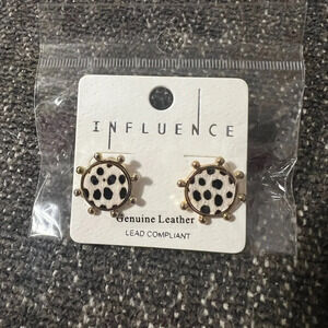 NWT Spotted Genuine Leather Stud Earrings